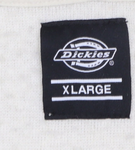 Dickies Mens Ivory Fleece 1/2 Zip Hoodie XL Hooded Sweatshirt