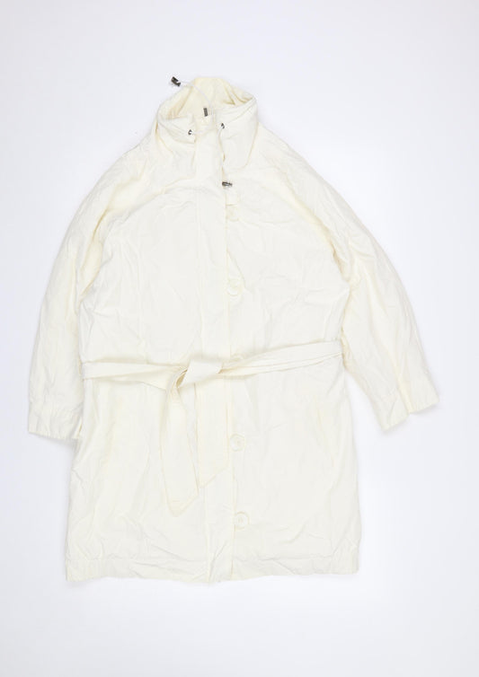 Laura Clement La Redoute Cream Belted Hooded Rain Coat Women’s UK 14