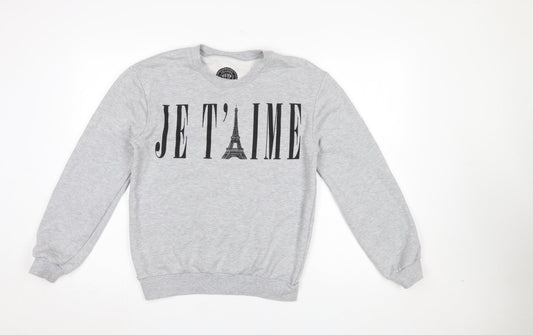 Smithson Clothing Women's Grey 'Je T’aime' Graphic Sweatshirt Size S