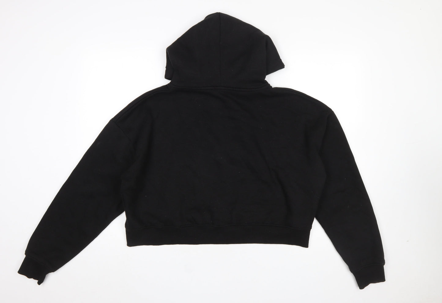 Boohoo Women Black Full Zip Hoodie Medium Cotton Blend