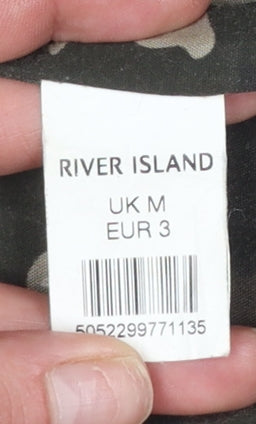 River Island Men's Green Hooded Anorak Jacket Size M Nylon Casual
