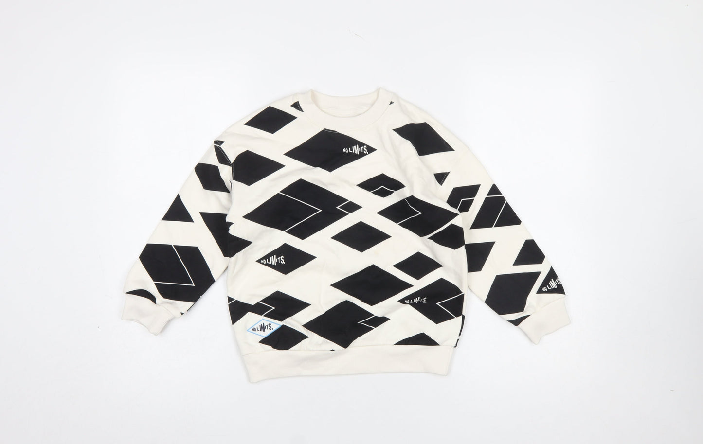 Marks and Spencer Boys Black Geometric 'No Limits' Pullover Sweatshirt 6-7 Years