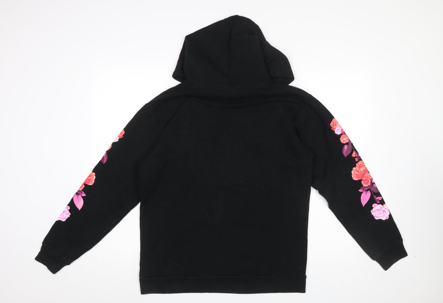 Victoria's Secret PINK Women's Black Floral Sleeve Pullover Hoodie Size S