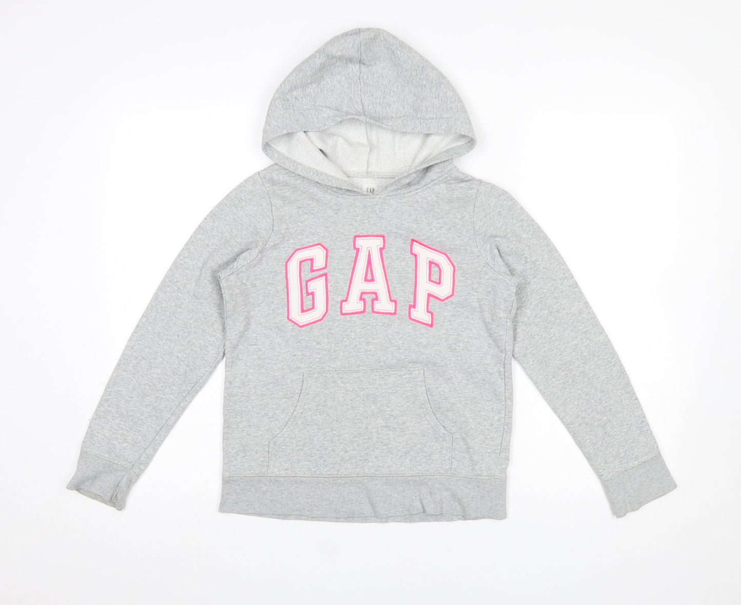 GAP Girls Grey Logo Pullover Hoodie - XL (12-13 Years) Cotton Blend