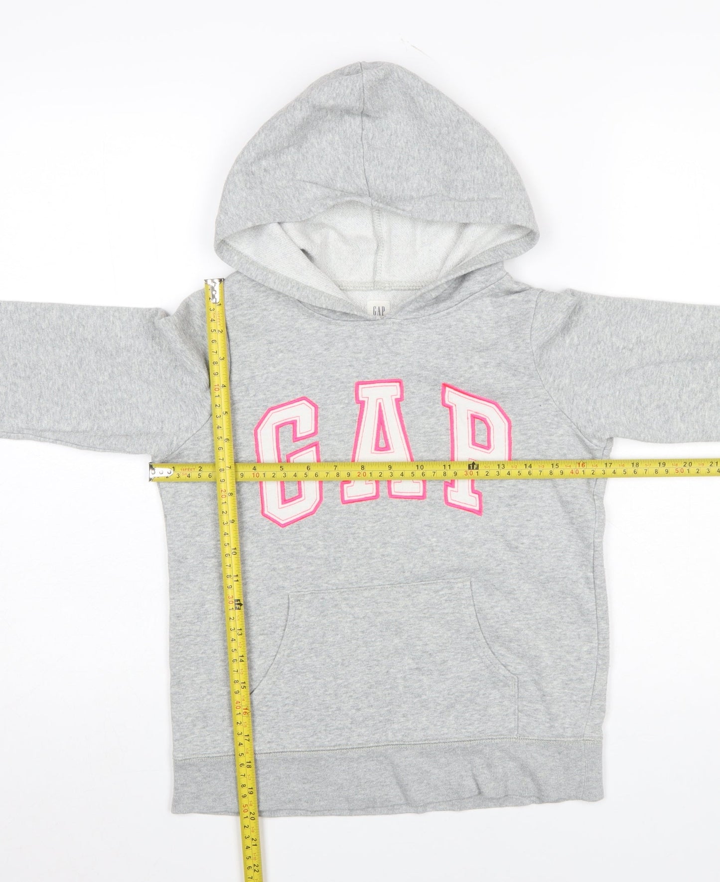 GAP Girls Grey Logo Pullover Hoodie - XL (12-13 Years) Cotton Blend