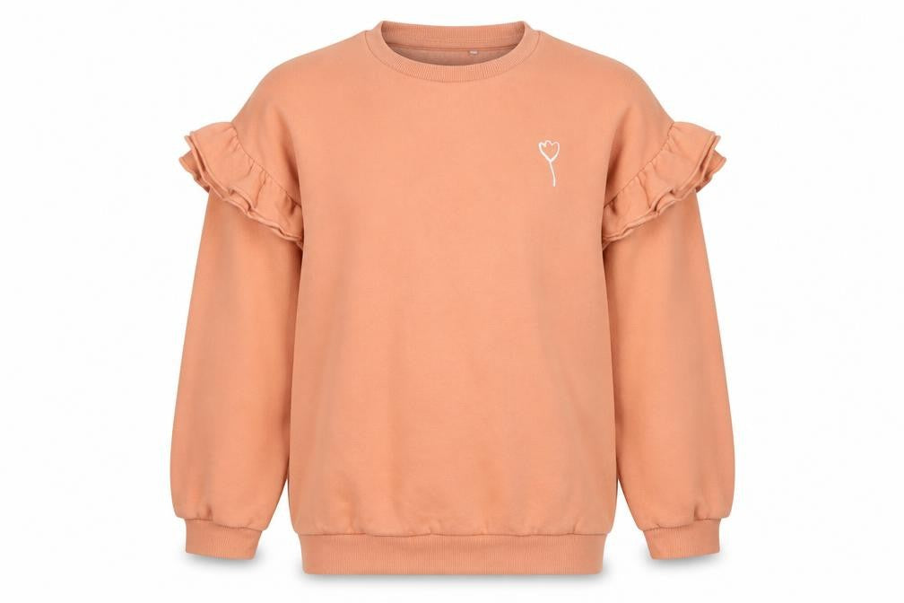 George Girls Brown Ruffle Sleeve Pullover Sweatshirt 8-9 Years