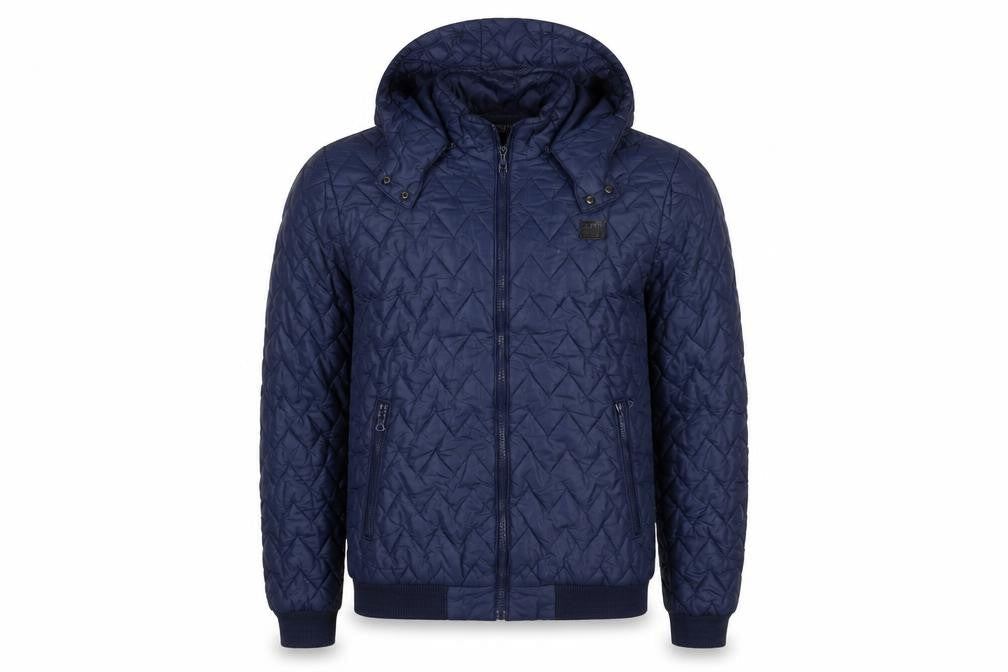 Blend Men's Blue Hooded Puffer Jacket Size M Quilted Nylon