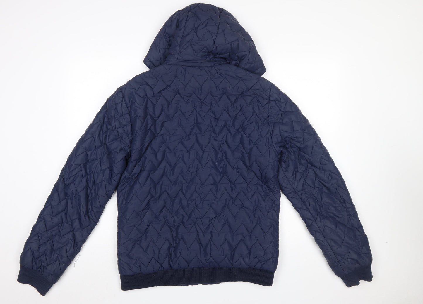 Blend Men's Blue Hooded Puffer Jacket Size M Quilted Nylon