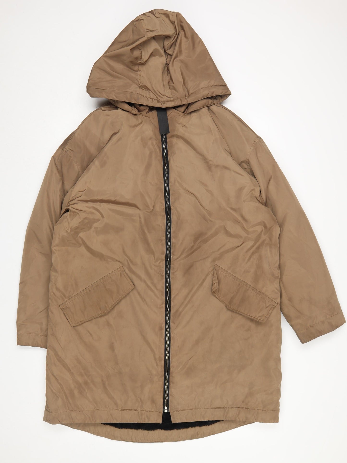 ASOS Women’s Brown Long Hooded Parka Coat Size 12 Polyester