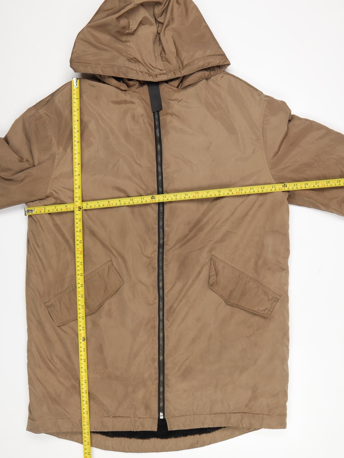 ASOS Women’s Brown Long Hooded Parka Coat Size 12 Polyester