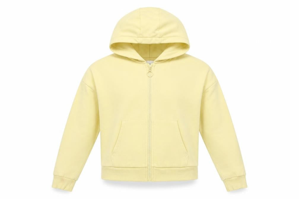 Marks & Spencer Girls Yellow Full Zip Hoodie 9-10 Years Cotton Blend