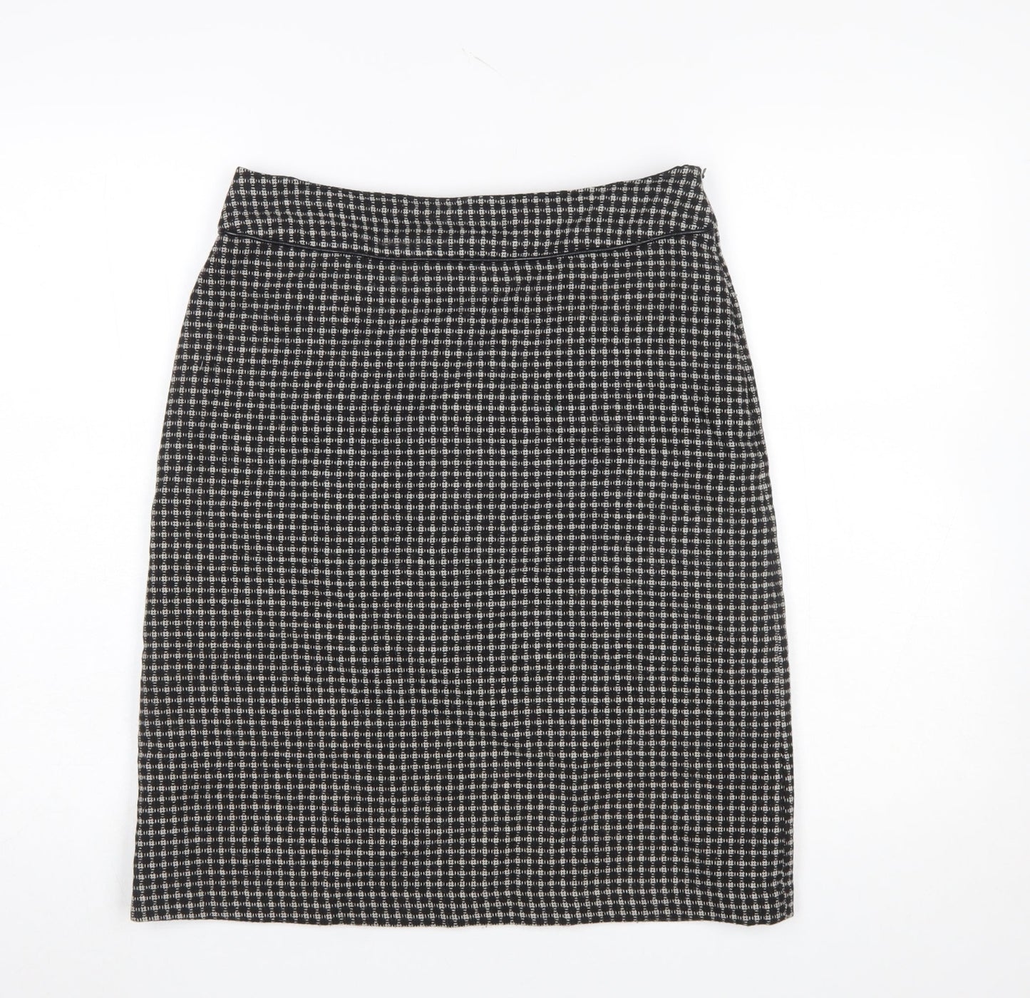 Laura Ashley Women’s Black Check Tweed Wool Pencil Skirt UK 10