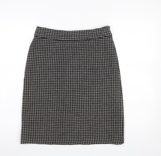 Laura Ashley Women’s Black Check Tweed Wool Pencil Skirt UK 10