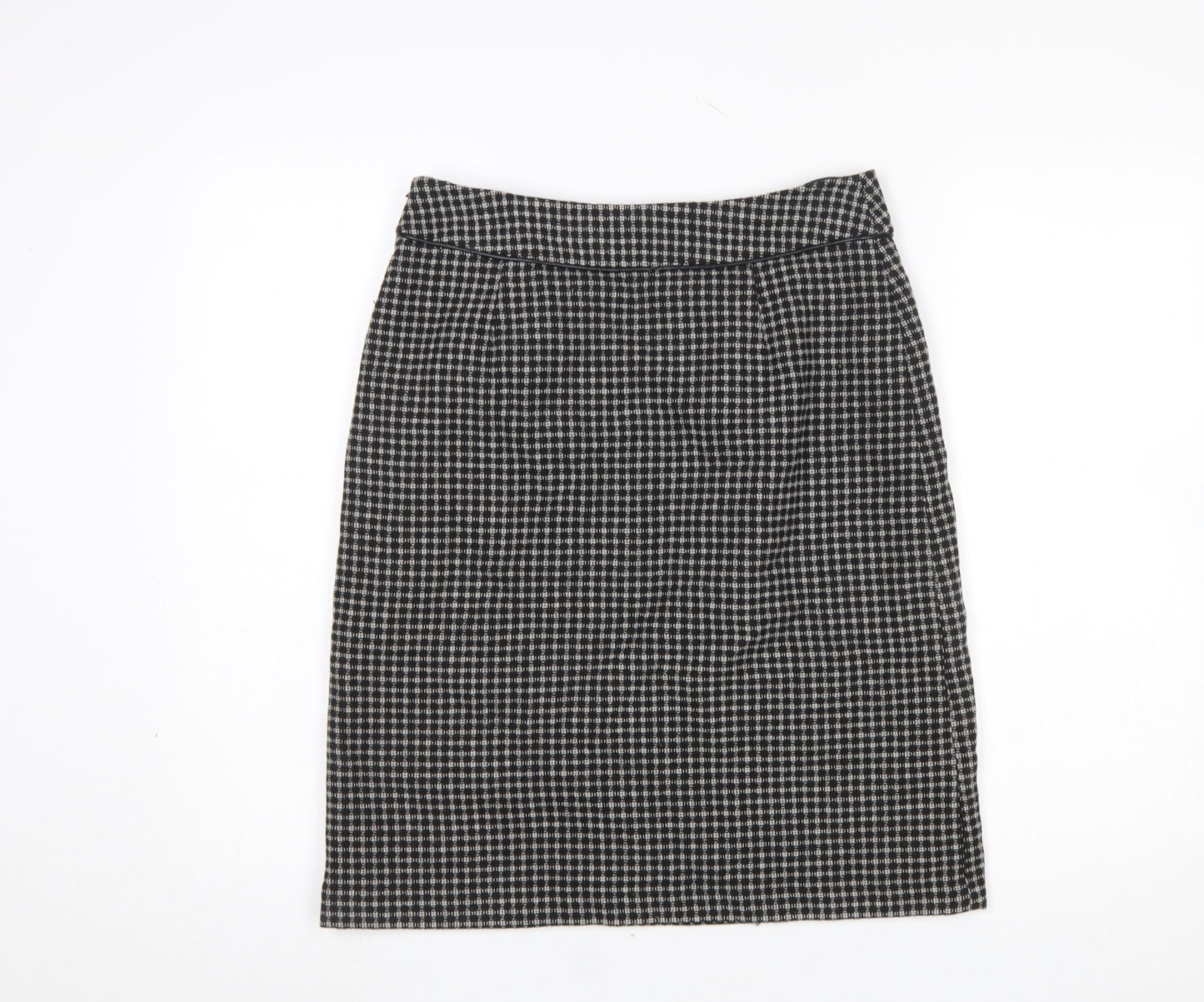 Laura Ashley Women’s Black Check Tweed Wool Pencil Skirt UK 10