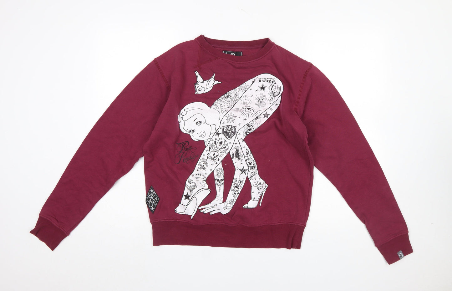 Ruth Kuckler Womens Burgundy Tattoo Graphic Pullover Sweatshirt S