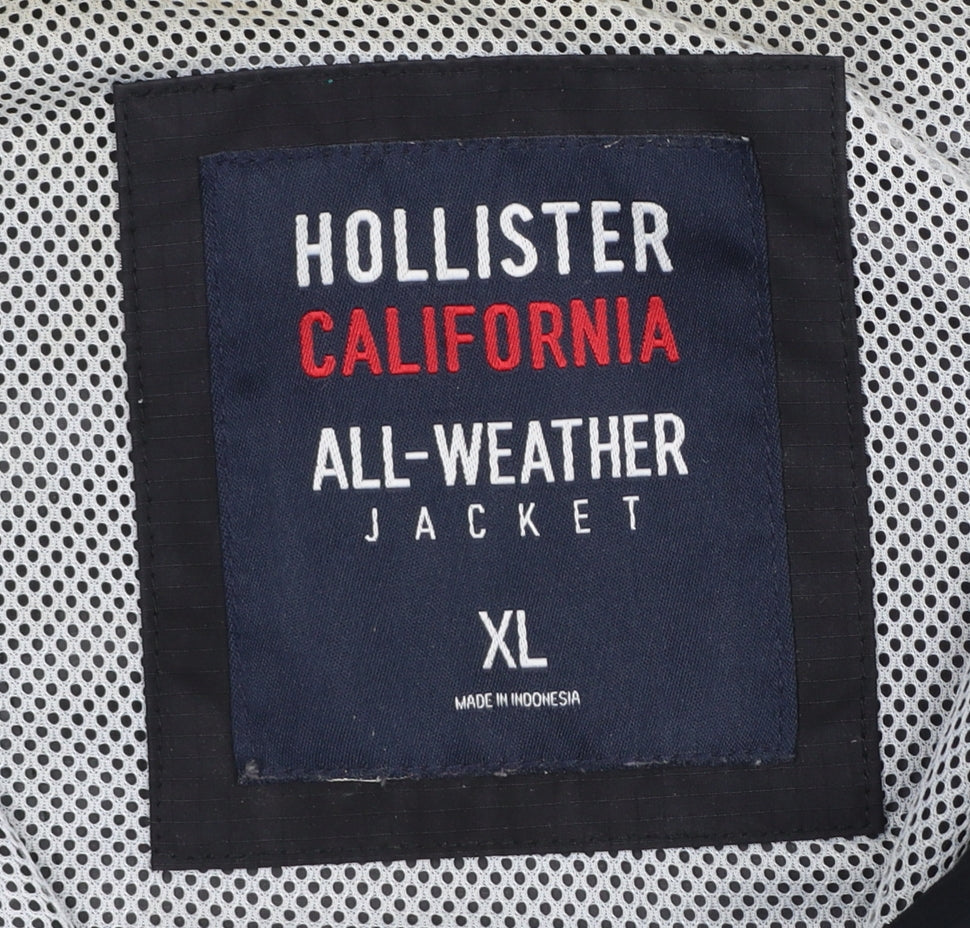Hollister Boys Black XL Windbreaker Waterproof Hooded Jacket