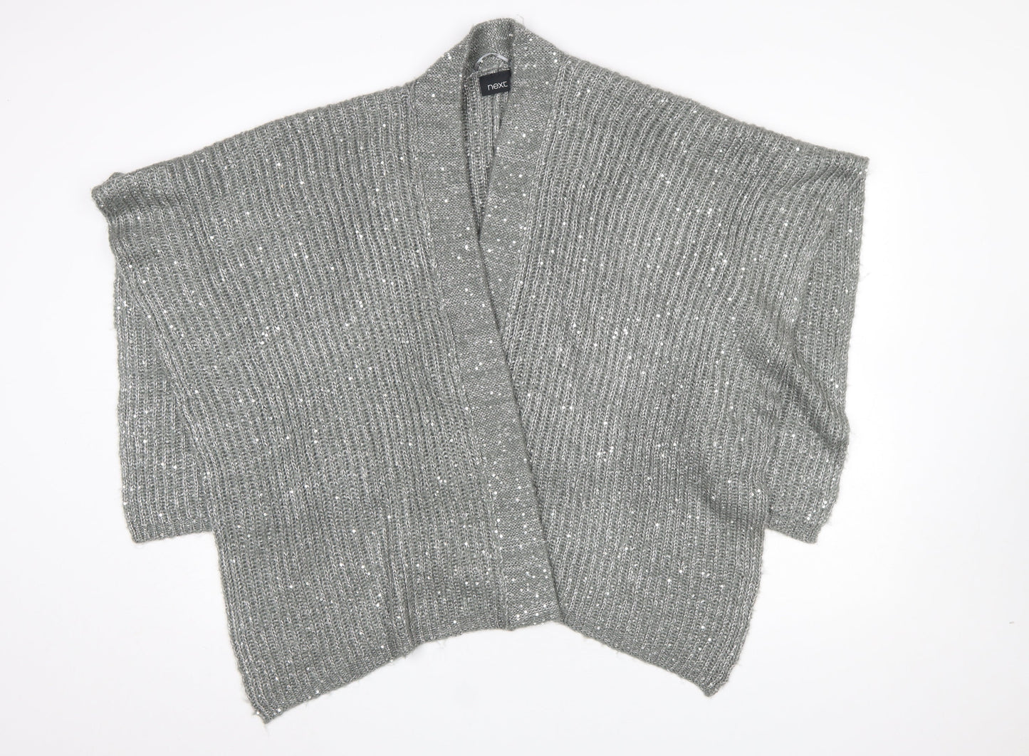 Next Women’s Grey Sequin Knit Open Cardigan One Size