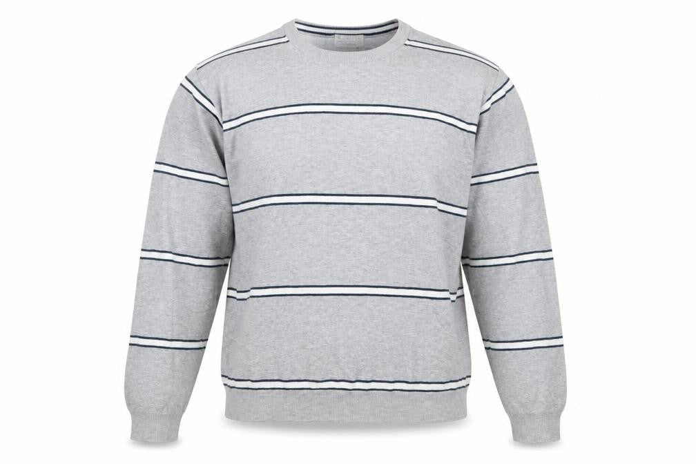 Giordano Men's Grey Striped Cotton Knit Jumper L
