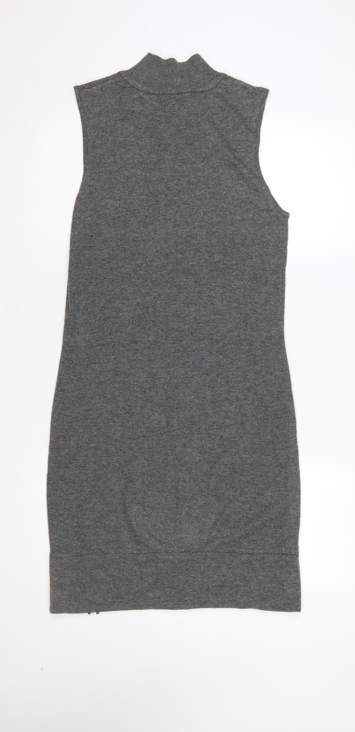 Warehouse Women Grey UK 12 Sleeveless Embellished Knit Mini Dress