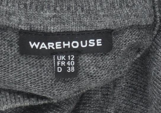 Warehouse Women Grey UK 12 Sleeveless Embellished Knit Mini Dress