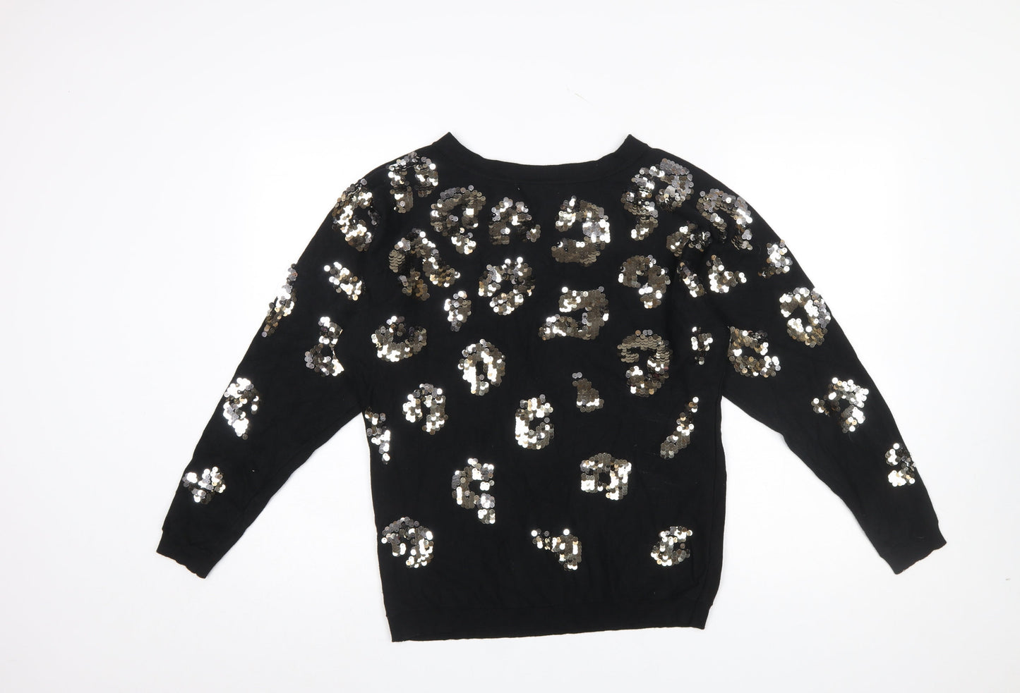Roman Women Black Sequin Animal Print Jumper Size 12