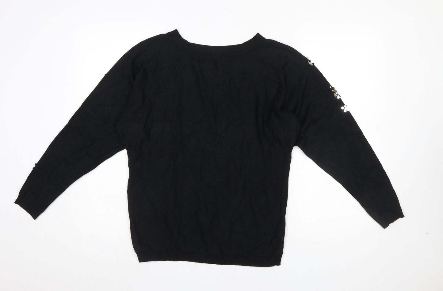 Roman Women Black Sequin Animal Print Jumper Size 12
