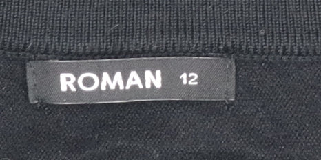 Roman Women Black Sequin Animal Print Jumper Size 12