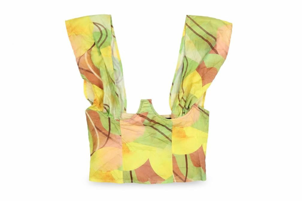 PRETTYLITTLETHING Women’s Multicoloured Cropped Chiffon Zip Blouse UK 8