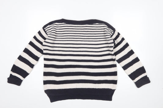 Marks and Spencer Womens Navy Mix Striped Cotton Jumper M