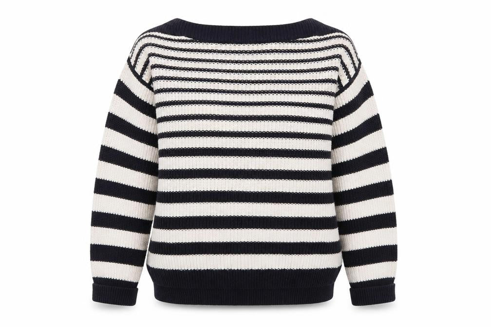 Marks & Spencer Womens Navy Mix Striped Cotton Jumper M