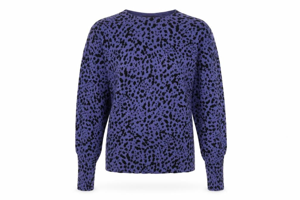 Marks & Spencer Women Blue Animal Print Crew Neck Jumper Size 10