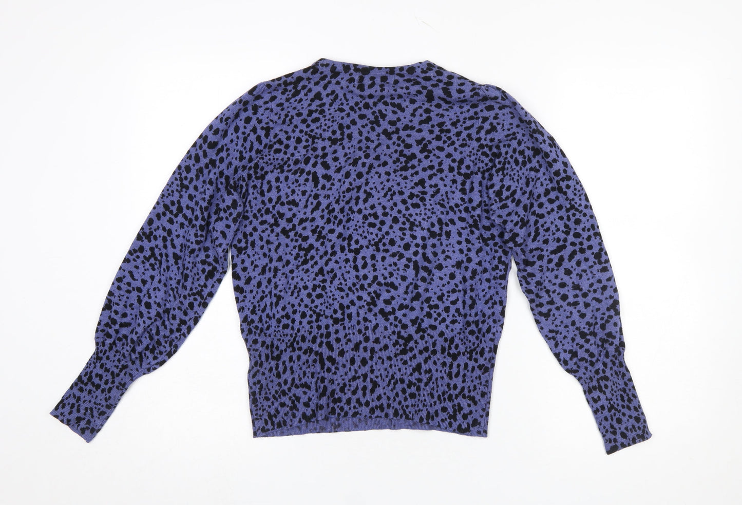 Marks and Spencer Women Blue Animal Print Crew Neck Jumper Size 10