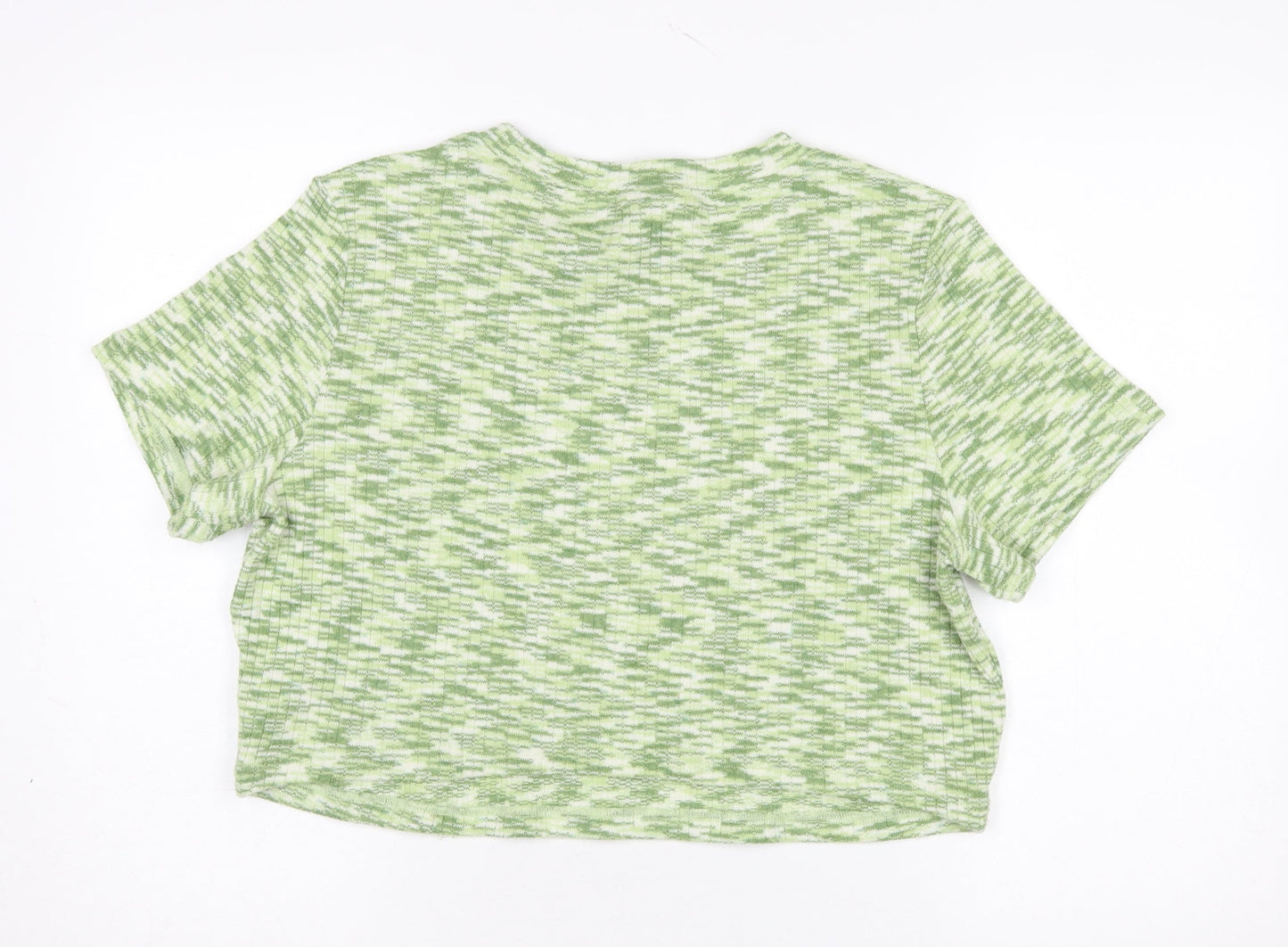 H&M Divided Women's Green Cropped Knit T-Shirt Size 16