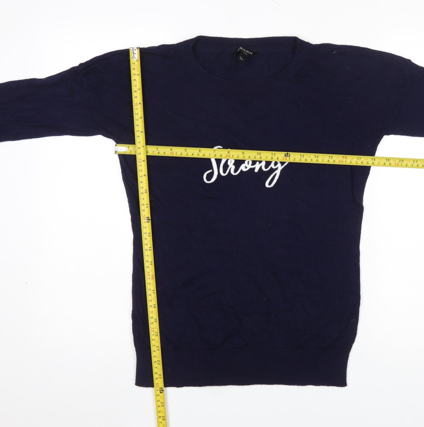 Baukjen Women Blue Crew Neck Embroidered Pullover Jumper UK 10