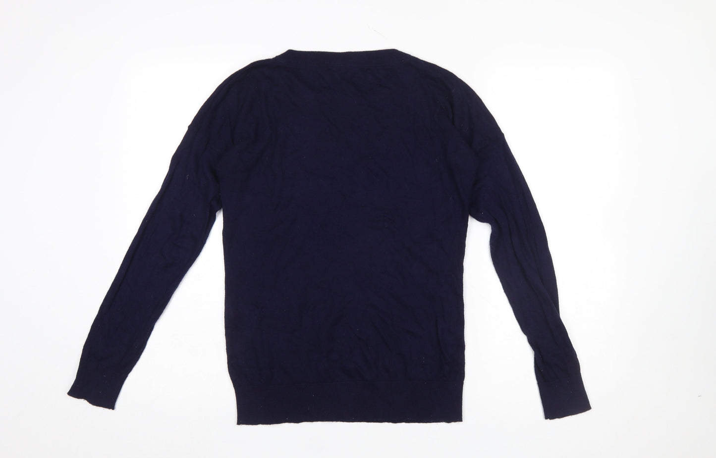 Baukjen Women Blue Crew Neck Embroidered Pullover Jumper UK 10