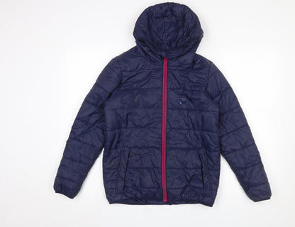 Additional front view of Sprayway boys’ blue hooded puffer jacket 12-13 years lightweight insulated