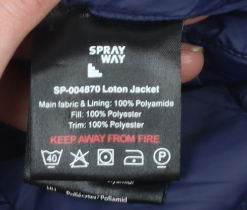 Sprayway Boys Blue Hooded Puffer Jacket 12-13 Years Lightweight Insulated