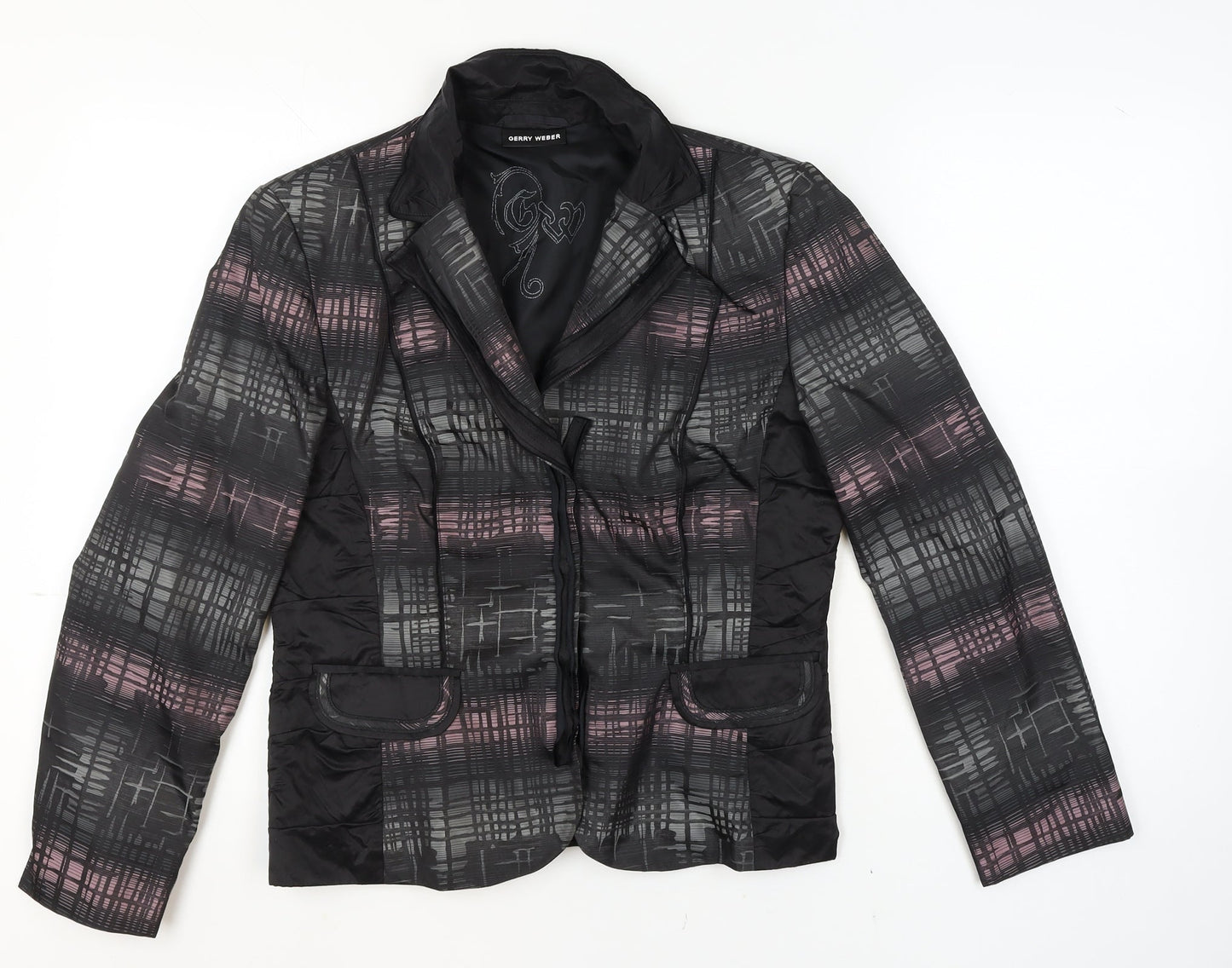 Gerry Weber Women's Grey Geometric Blazer Jacket Size 14