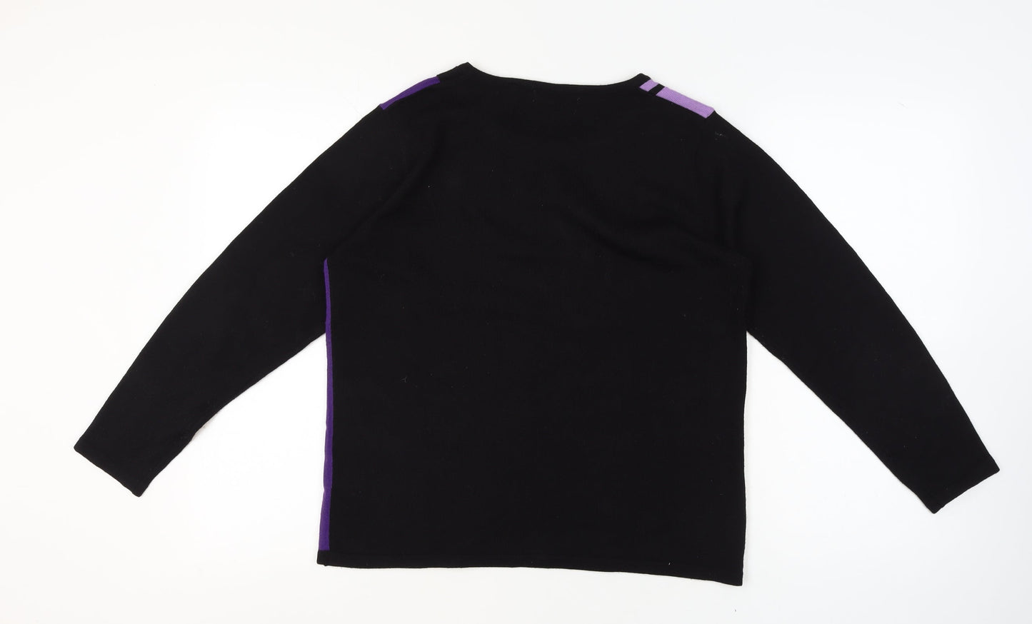 Mudflower Women’s Purple Black Check Knit Jumper M Crew Neck