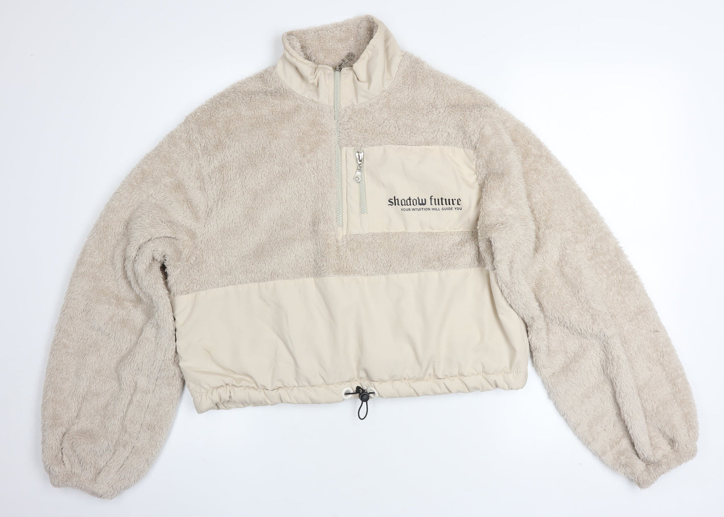 ECROU Women’s Beige Fleece 1/2 Zip Pullover Jacket L Relaxed Fit