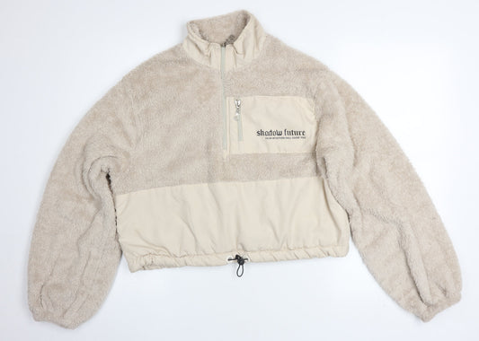 ECROU Women’s Beige Fleece 1/2 Zip Pullover Jacket L Relaxed Fit