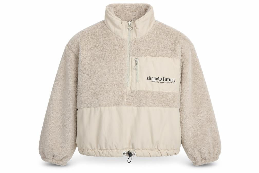 ECROU Women’s Beige Fleece 1/2 Zip Pullover Jacket L Relaxed Fit
