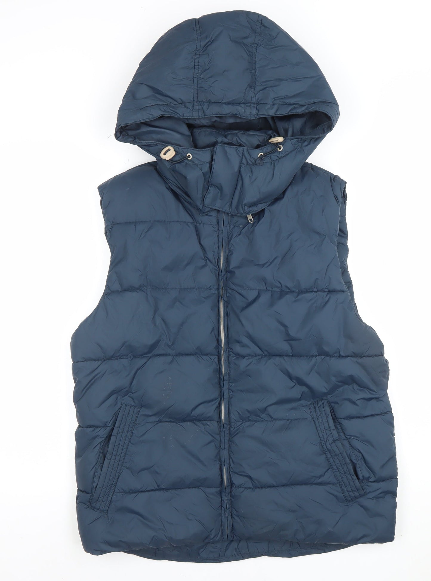 H&M L.O.G.G. Men's Blue Hooded Puffer Waistcoat M