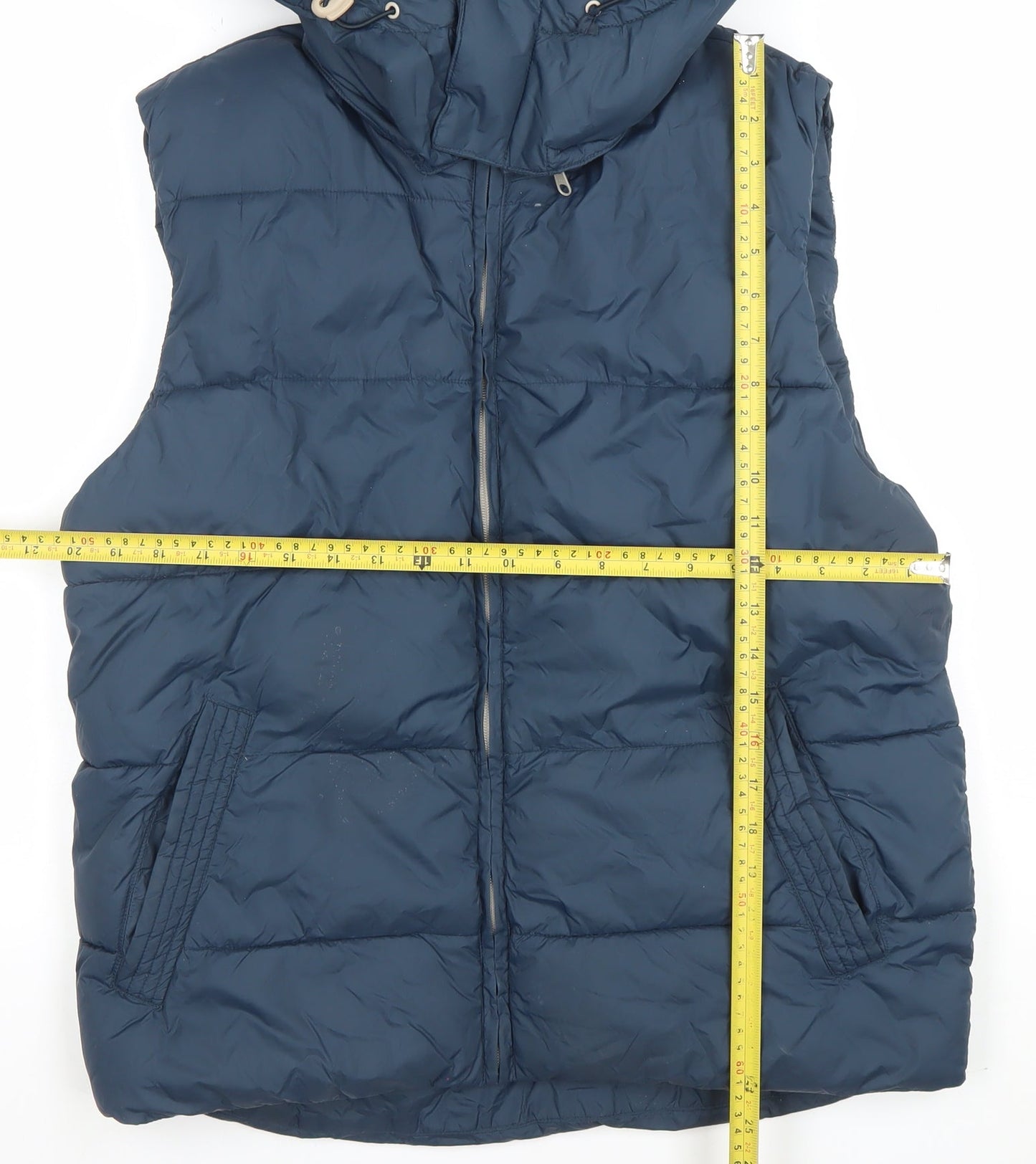 H&M L.O.G.G. Men's Blue Hooded Puffer Waistcoat M
