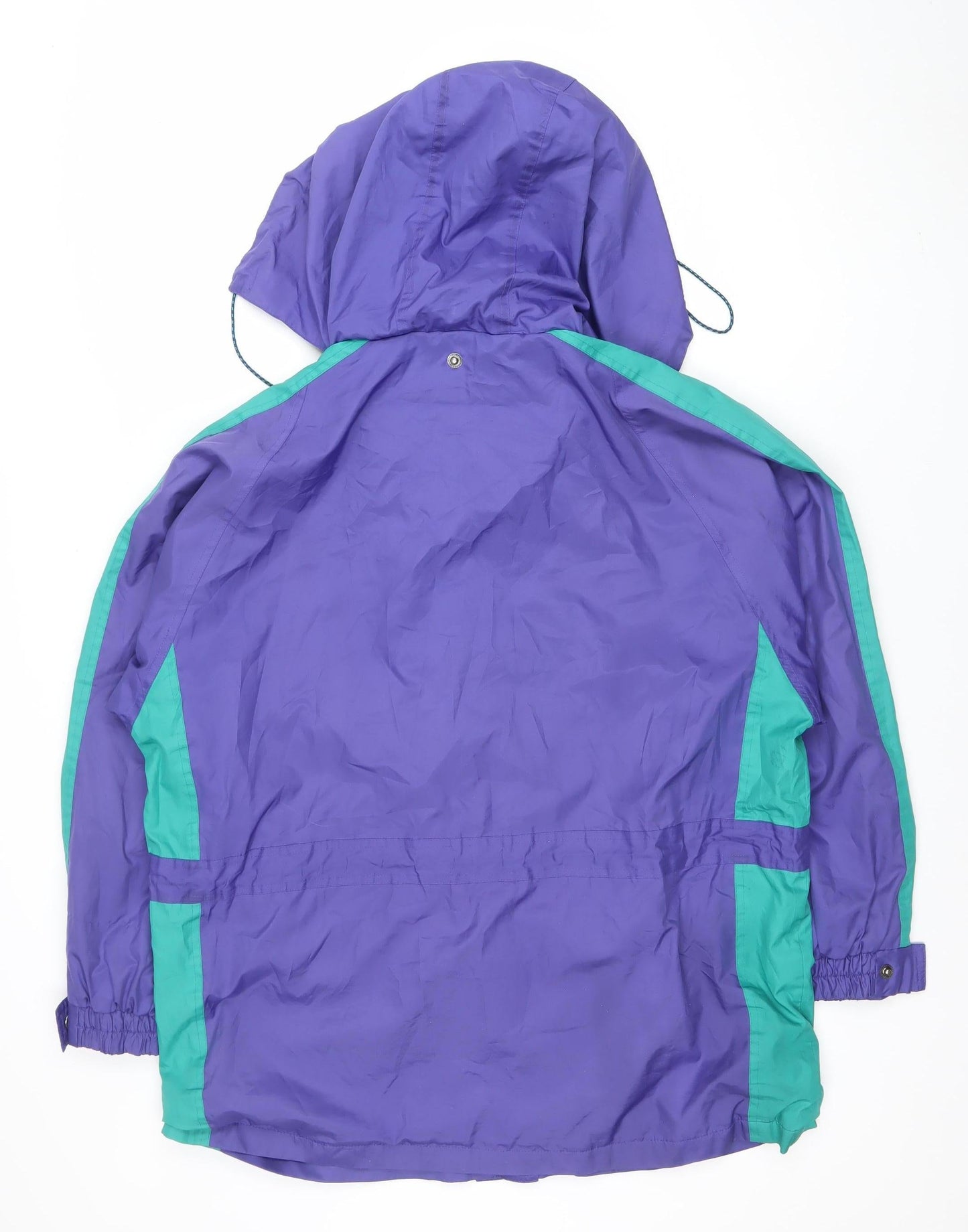 Joie de Vivre Womens Purple Windbreaker Jacket M Hooded Retro 90s Style