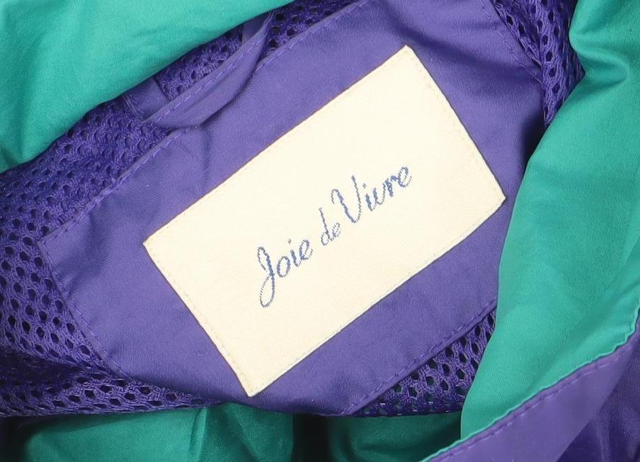 Joie de Vivre Womens Purple Windbreaker Jacket M Hooded Retro 90s Style
