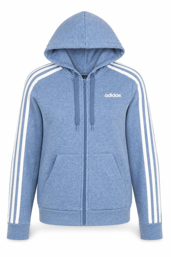 Adidas Women Blue Full Zip Hoodie XS Cotton Blend Hooded Jacket