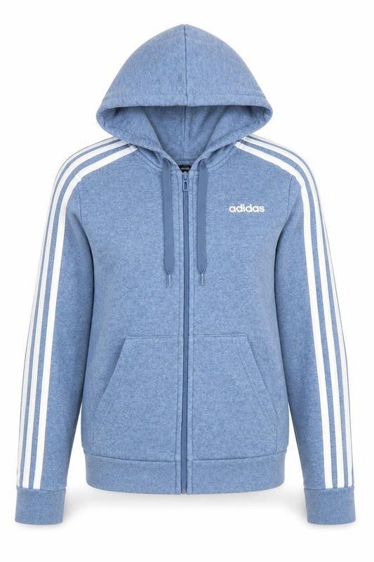 Adidas Women Blue Full Zip Hoodie XS Cotton Blend Hooded Jacket