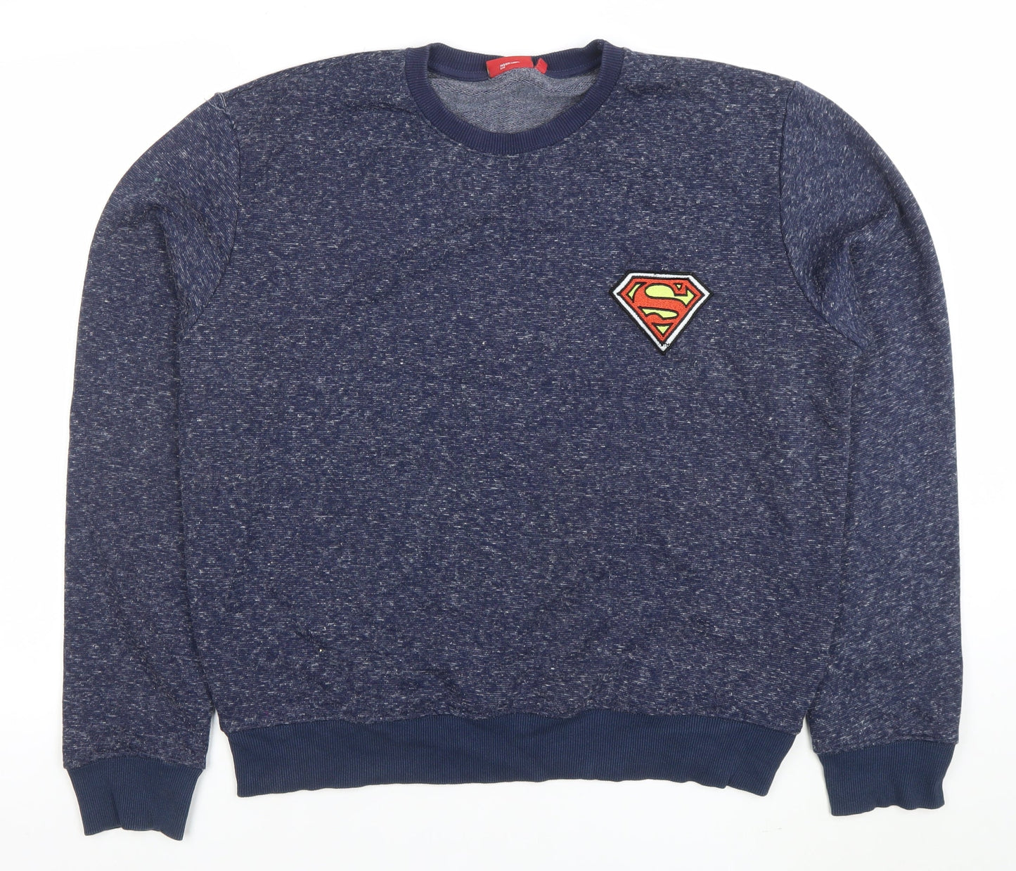 Superman Men's Blue XL Pullover Sweatshirt Crew Neck Logo Embroidered