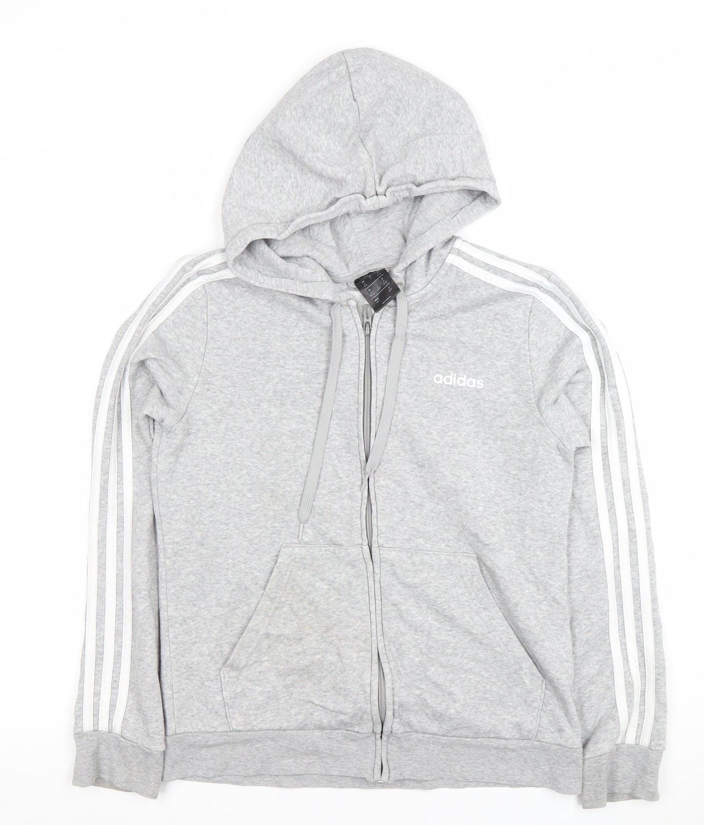 Adidas Women's Grey Full Zip Hoodie Size 12-14 Cotton Blend